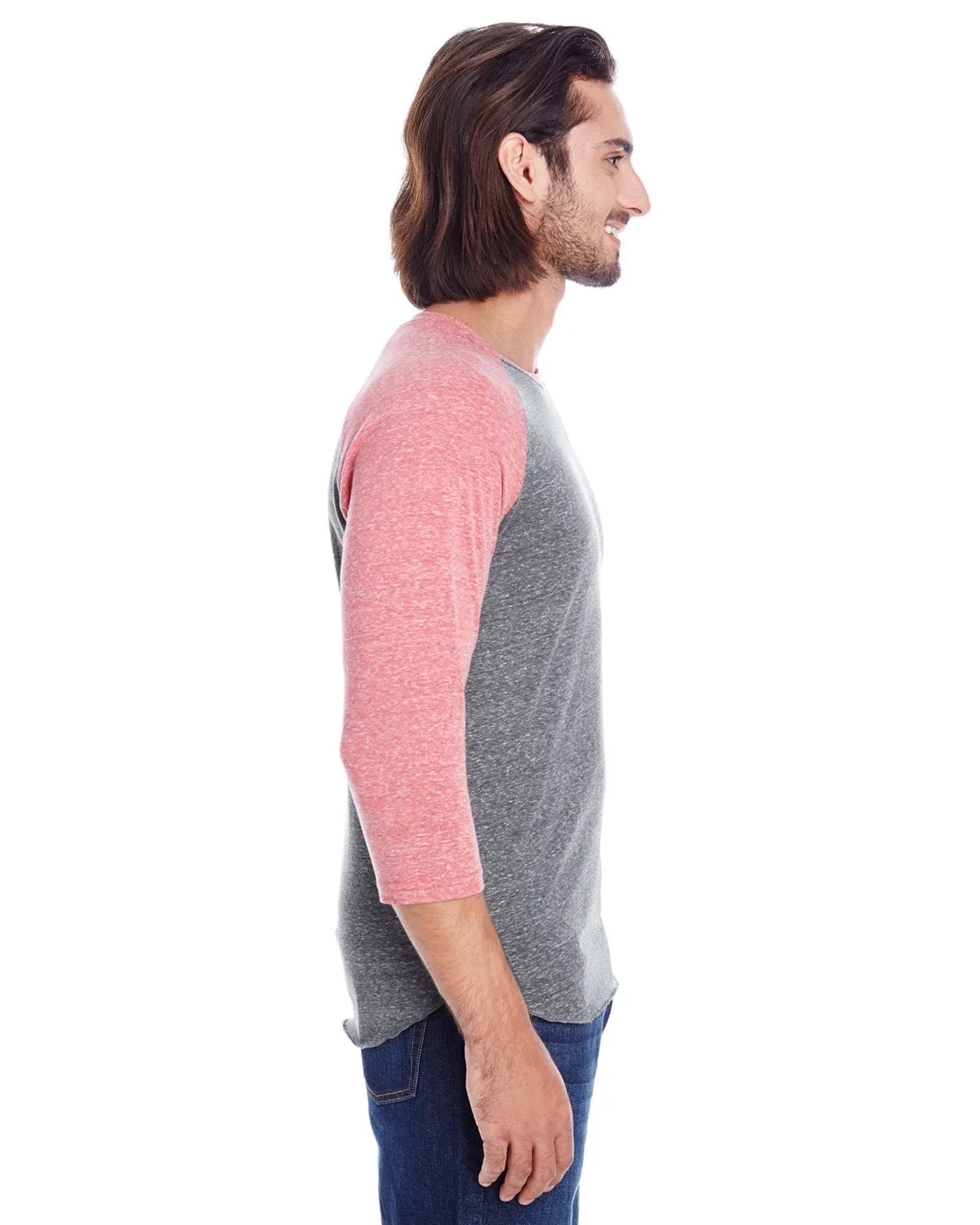 302G-Threadfast Apparel-GREY/ RED TRIBLD
