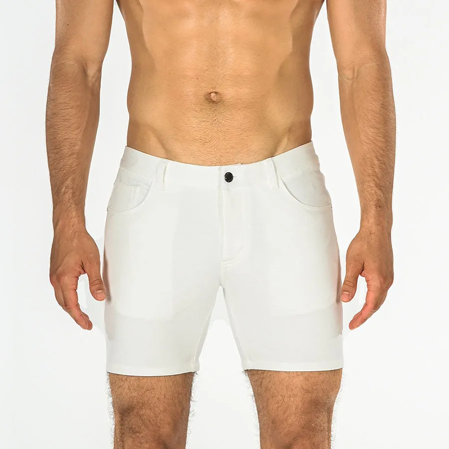 5" KNIT JEAN SHORT - White