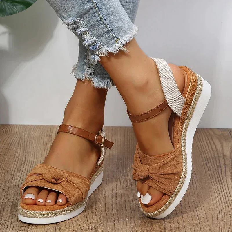AMOZAE- - Summer Women's Peep Toe Espadrille Wedge Sandals
