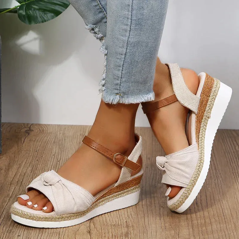 AMOZAE- - Summer Women's Peep Toe Espadrille Wedge Sandals