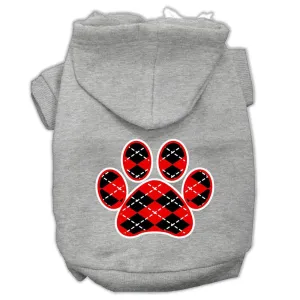 Argyle Paw Red Screen Print Pet Hoodies Grey Size Xxl (18)