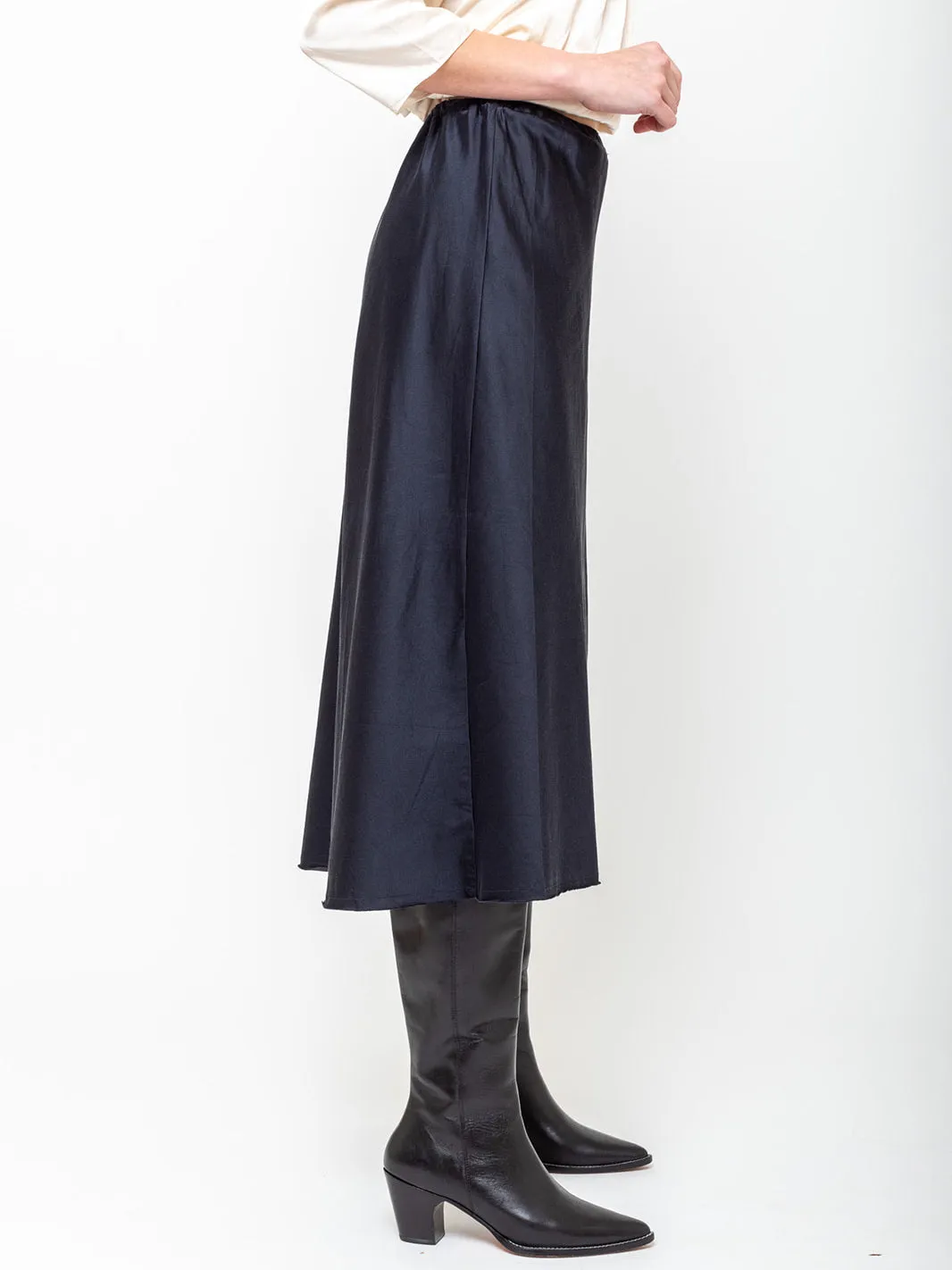 Bias Cut Skirt - Dark Navy