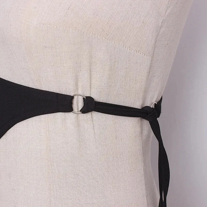 Black Sexy Vests For Women Asymmetrical Collar Sleeveless Bandage Irregular Solid Tank Tops Female Summer
