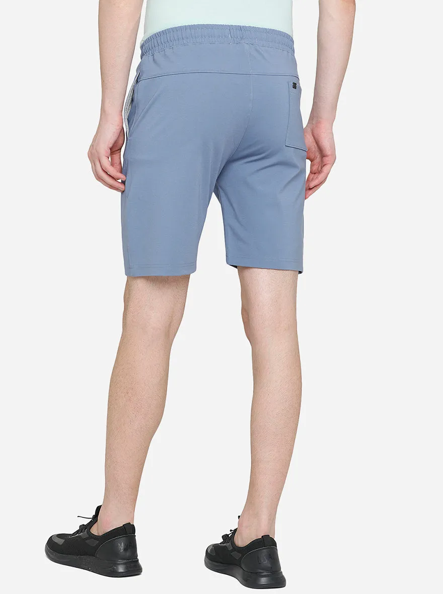 Cornet Blue Solid Slim Fit Shorts | JadeBlue