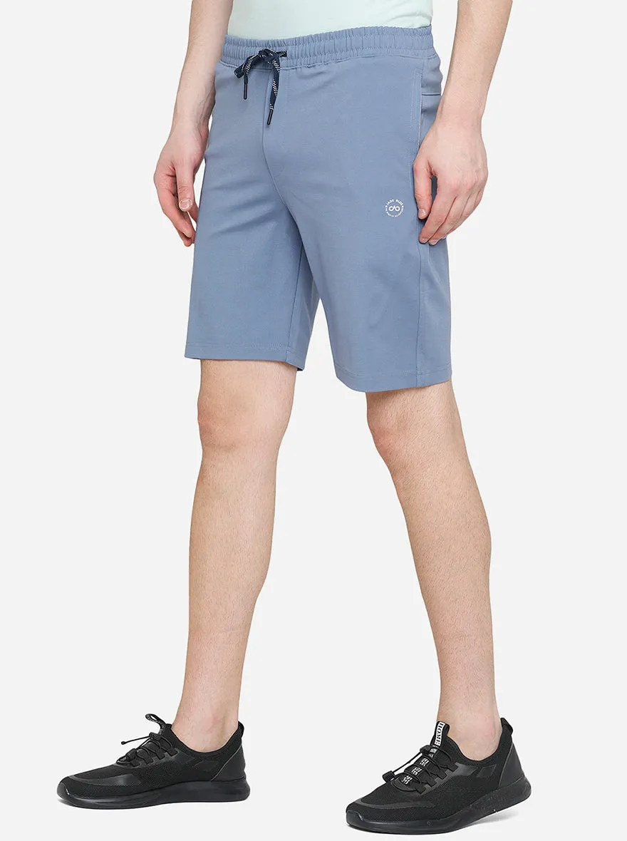 Cornet Blue Solid Slim Fit Shorts | JadeBlue