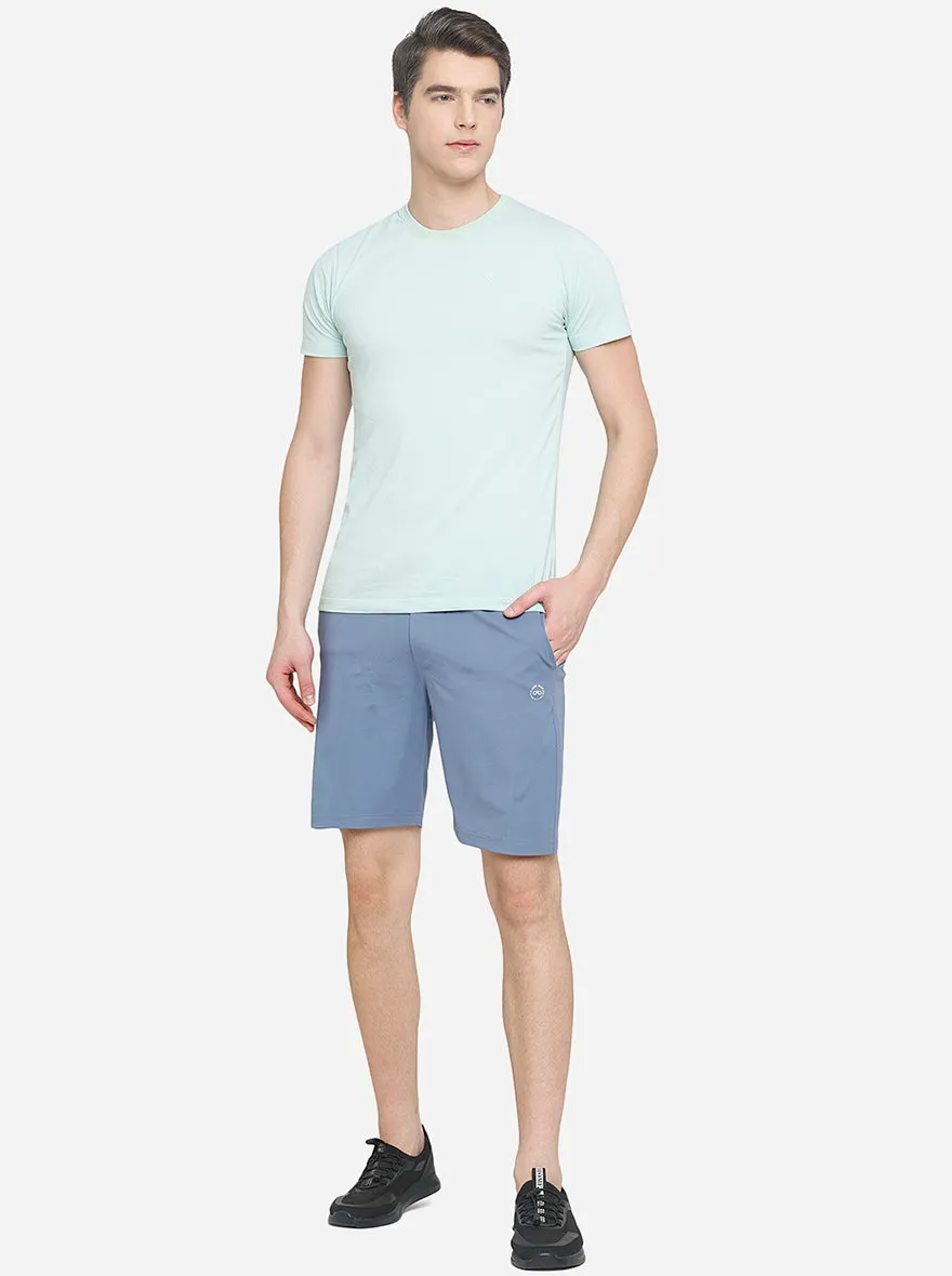 Cornet Blue Solid Slim Fit Shorts | JadeBlue
