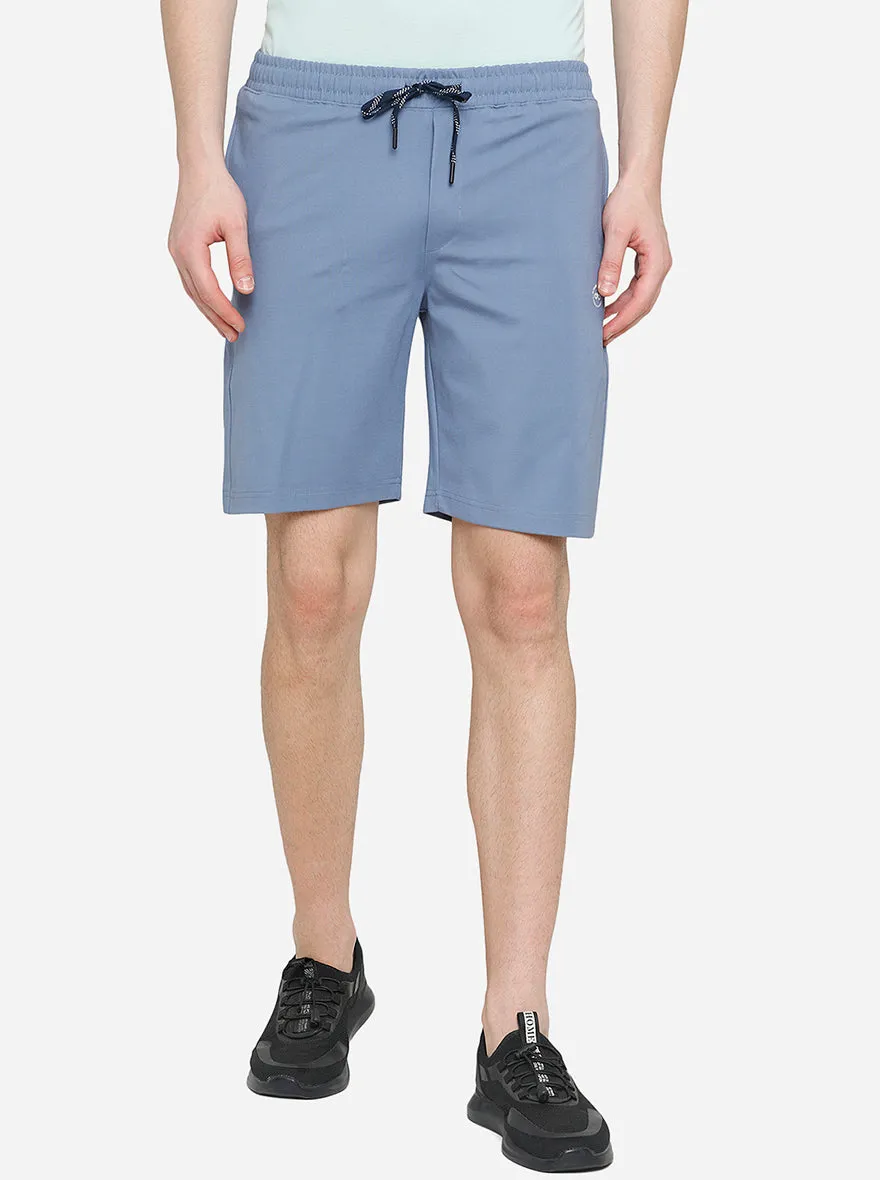 Cornet Blue Solid Slim Fit Shorts | JadeBlue