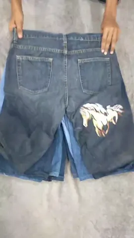 CR2129 Reworked Denim Shorts with Unique Embroidery