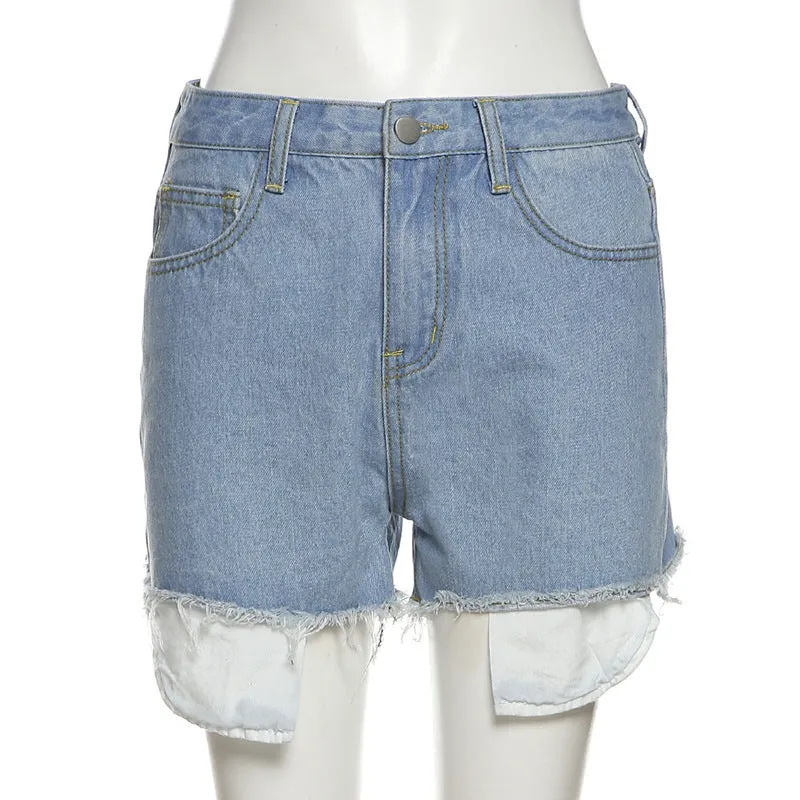 Denim Eyelet Strap Short Jeans