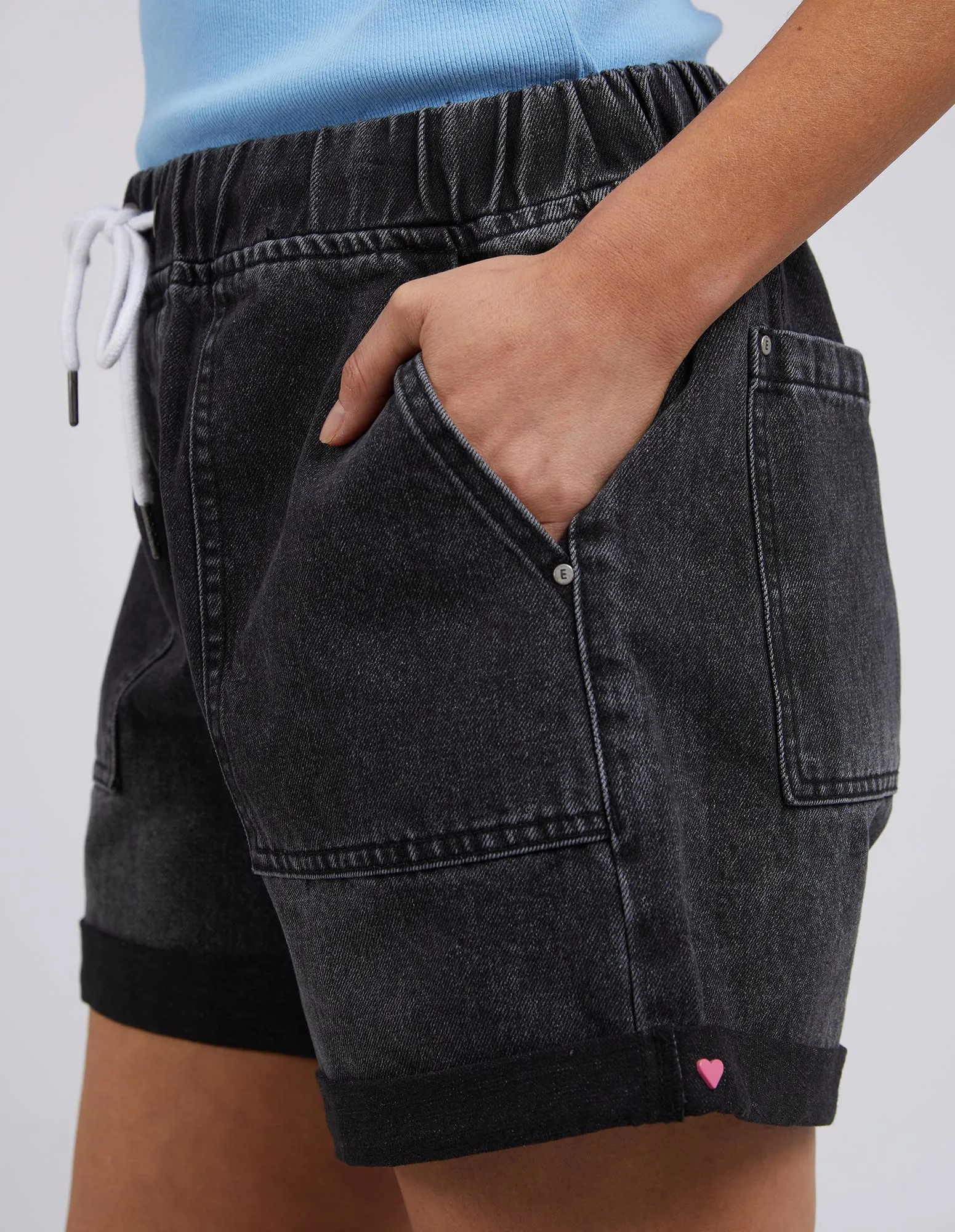 Elm Emma Relaxed Denim Short Washed Black