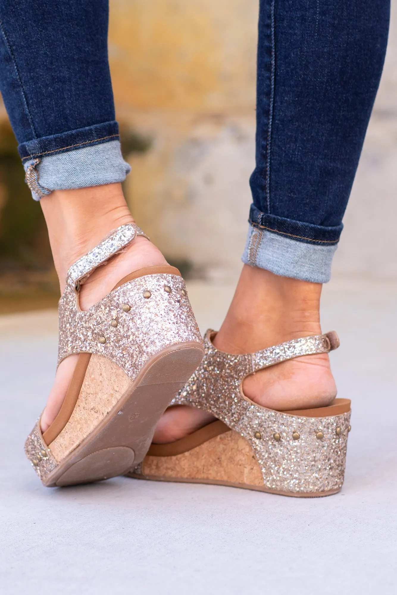 Glitterati Culver Wedge Sandals - Gold