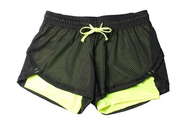 Great Yoga Shorts - Gym Sport Shorts - Running Summer Double Layer Shorts - Women Skinny Fitness Pants (BAP)(F24)