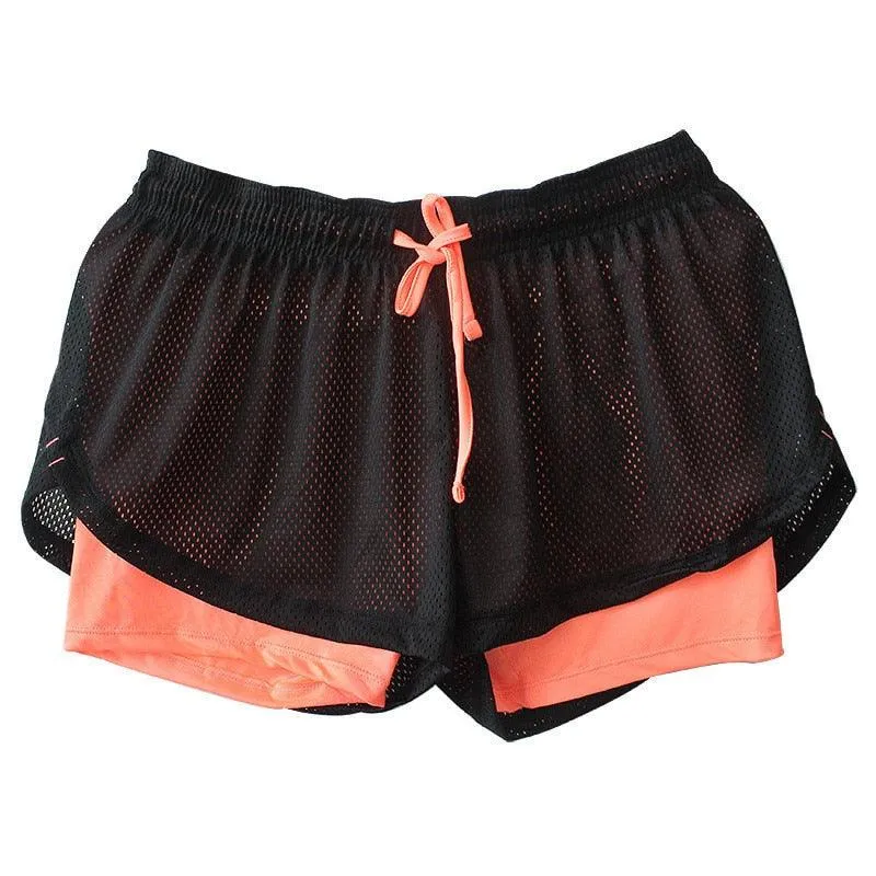 Great Yoga Shorts - Gym Sport Shorts - Running Summer Double Layer Shorts - Women Skinny Fitness Pants (BAP)(F24)