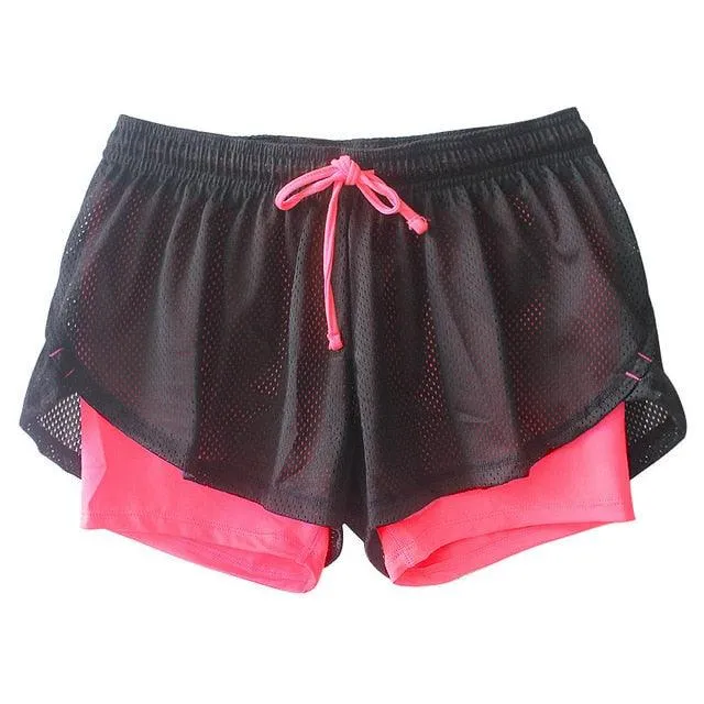 Great Yoga Shorts - Gym Sport Shorts - Running Summer Double Layer Shorts - Women Skinny Fitness Pants (BAP)(F24)