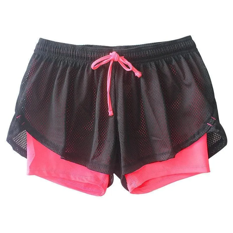 Great Yoga Shorts - Gym Sport Shorts - Running Summer Double Layer Shorts - Women Skinny Fitness Pants (BAP)(F24)