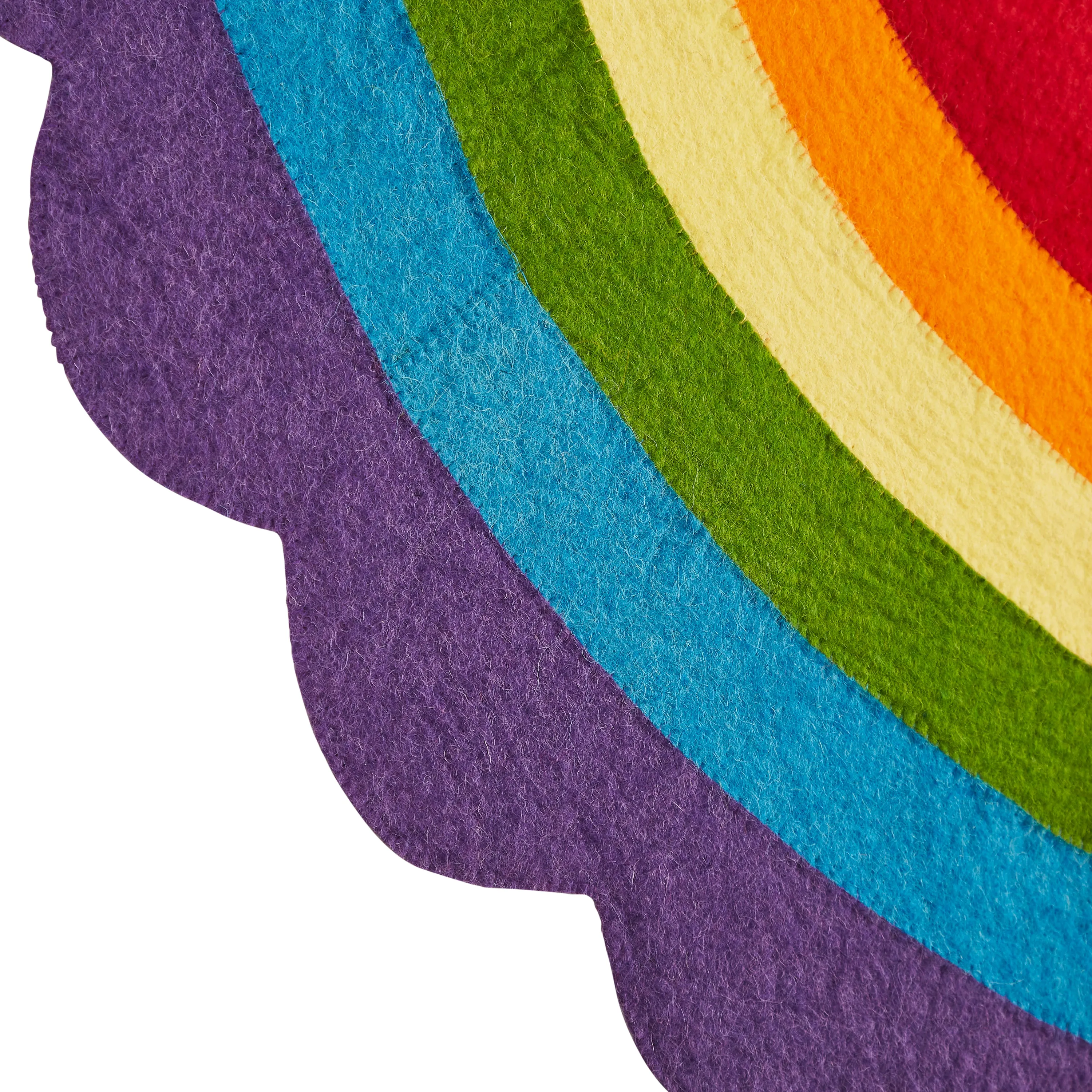 Hand Felted Wool Christmas Tree Skirt - Rainbow Pride Colors, 60", Colorful, Large, Luxury, Big Buttons