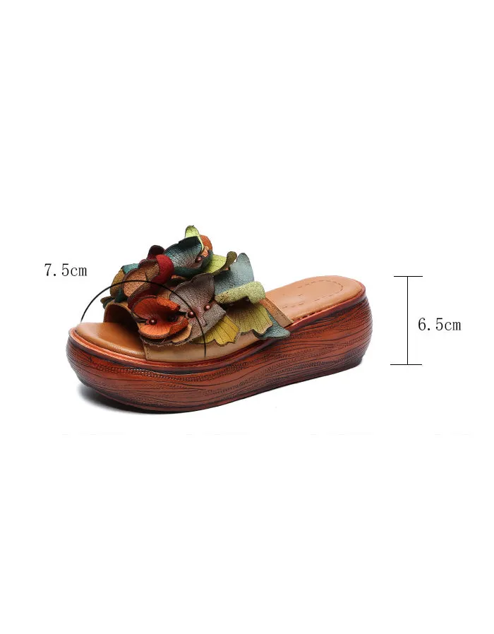 Handmade Retro Butterflies Wedge Slippers
