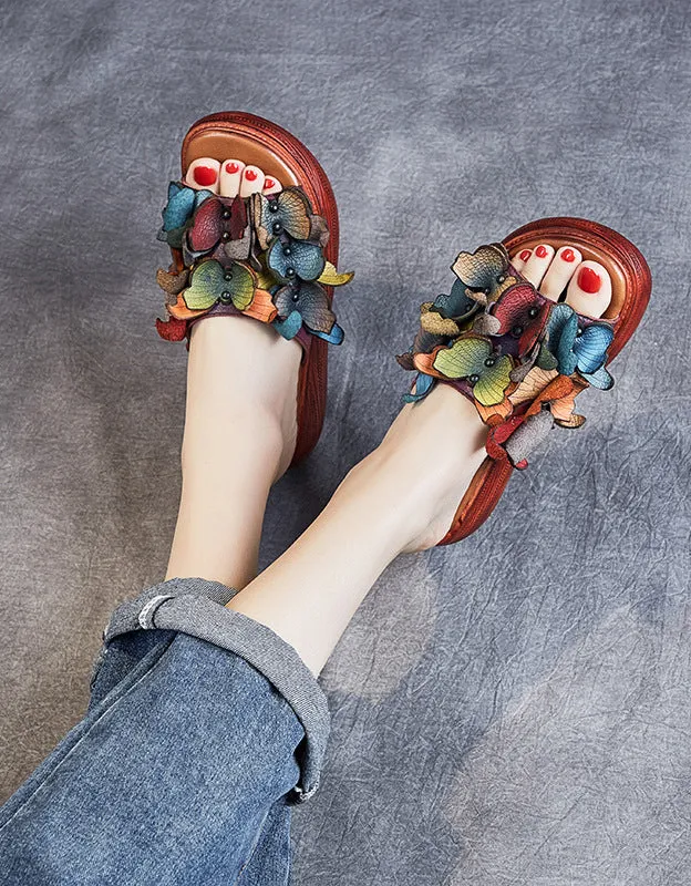 Handmade Retro Butterflies Wedge Slippers