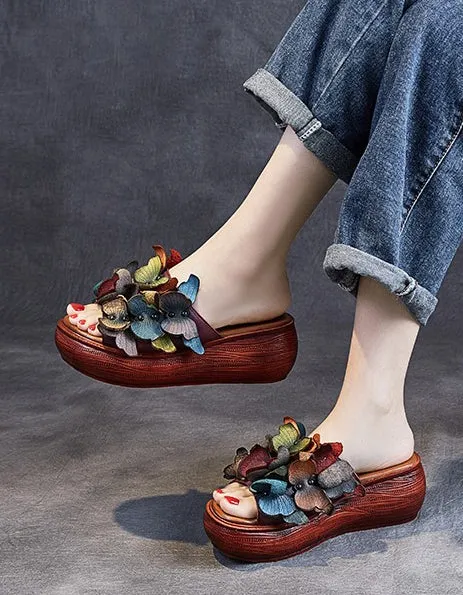 Handmade Retro Butterflies Wedge Slippers