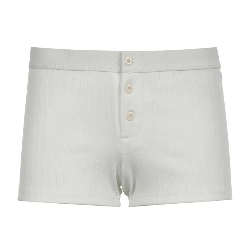 Harajuku Sweet Skinny Low Rise Women Shorts Patched Buttons Korean Style Hottie Hotpants Summer Homewear Short Bottom