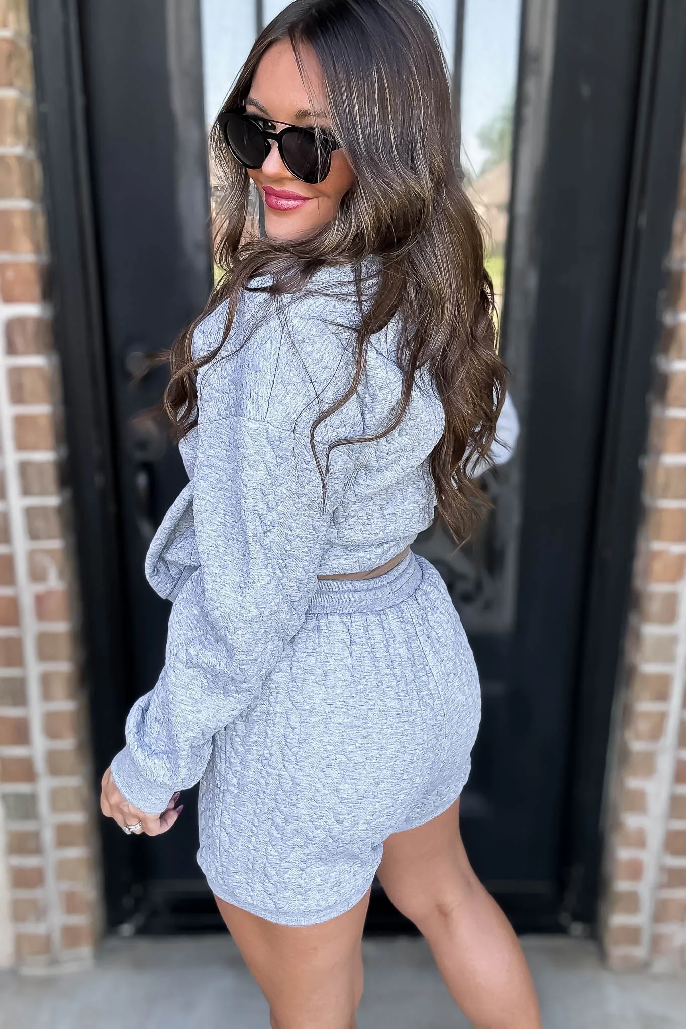 Heather Grey Cable Knitted Short