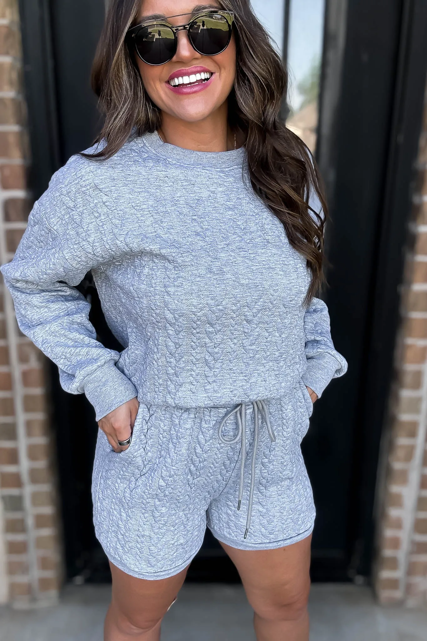 Heather Grey Cable Knitted Short