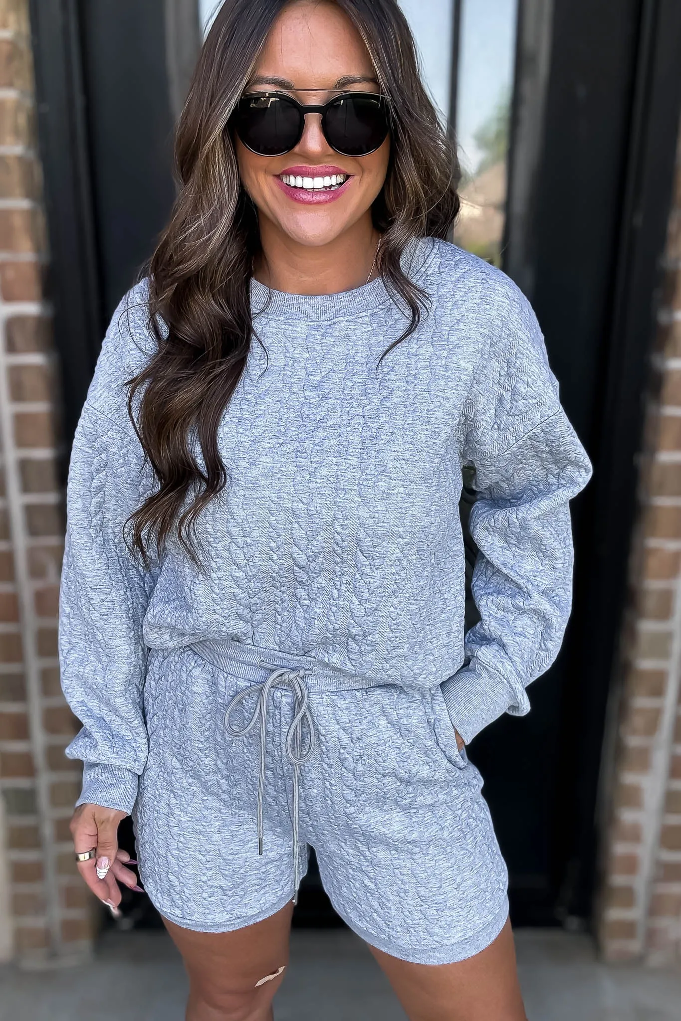 Heather Grey Cable Knitted Short