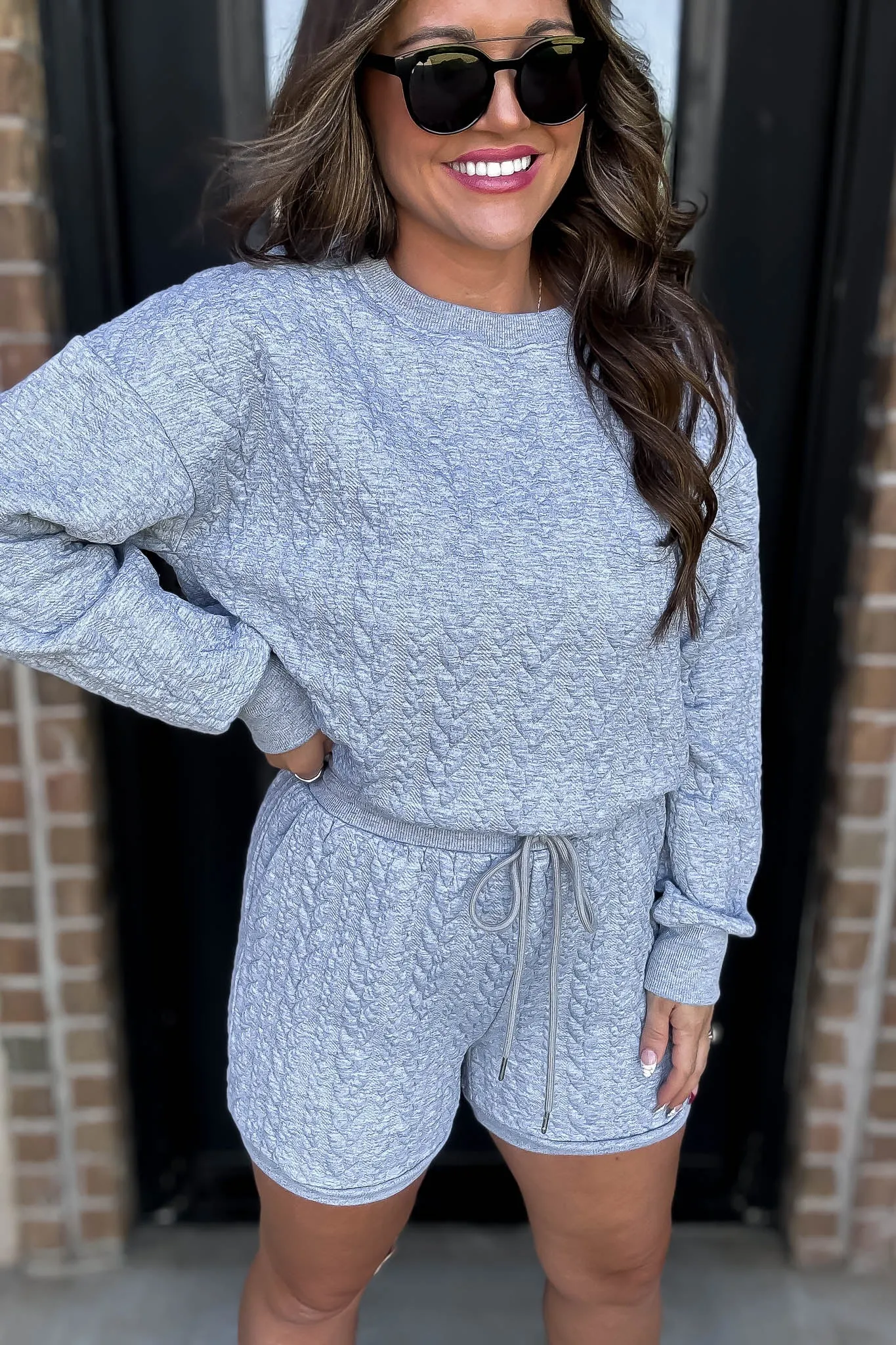 Heather Grey Cable Knitted Short