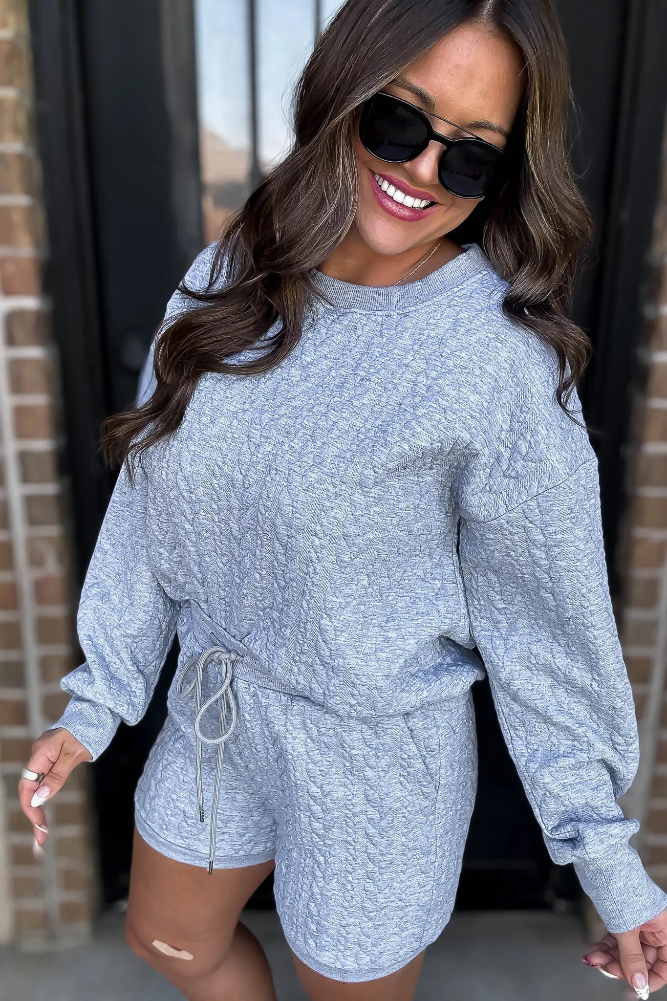 Heather Grey Cable Knitted Short