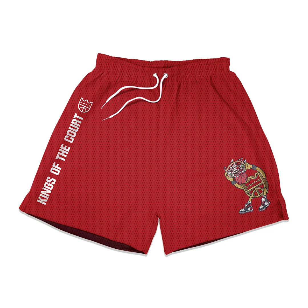 KOTC "Dunk v2" and "No Look Pass" Swingman Mesh Shorts Heavyweight in Red/Blue