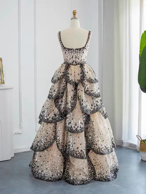 Luxury A-line Square Beaded Prom Dress Evening Gowns #OPS007