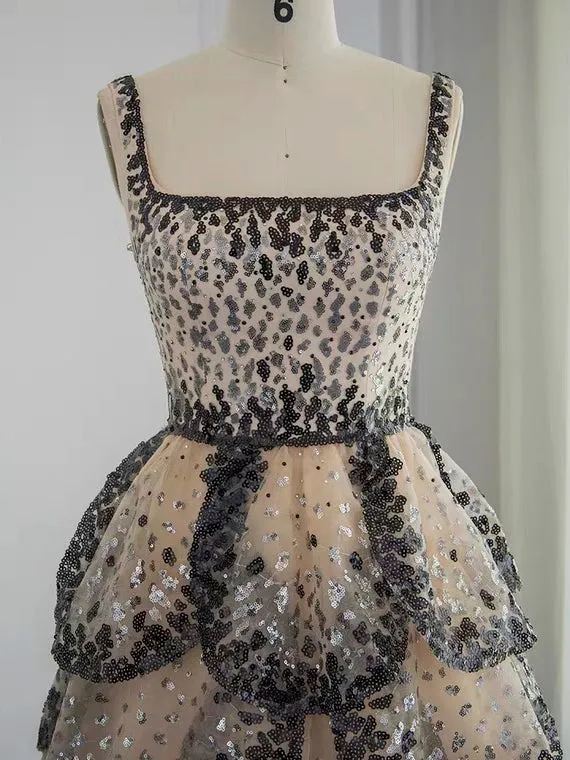 Luxury A-line Square Beaded Prom Dress Evening Gowns #OPS007