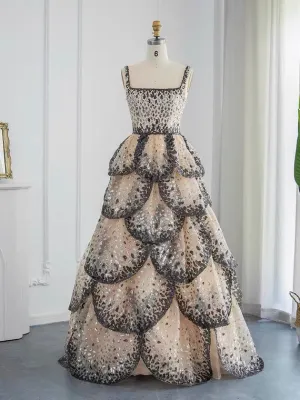 Luxury A-line Square Beaded Prom Dress Evening Gowns #OPS007