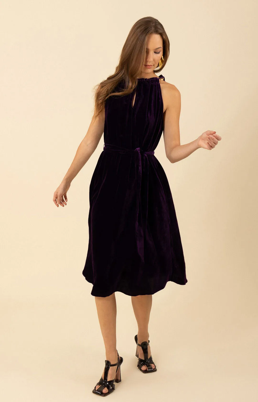 Meadow Halter Velvet Dress