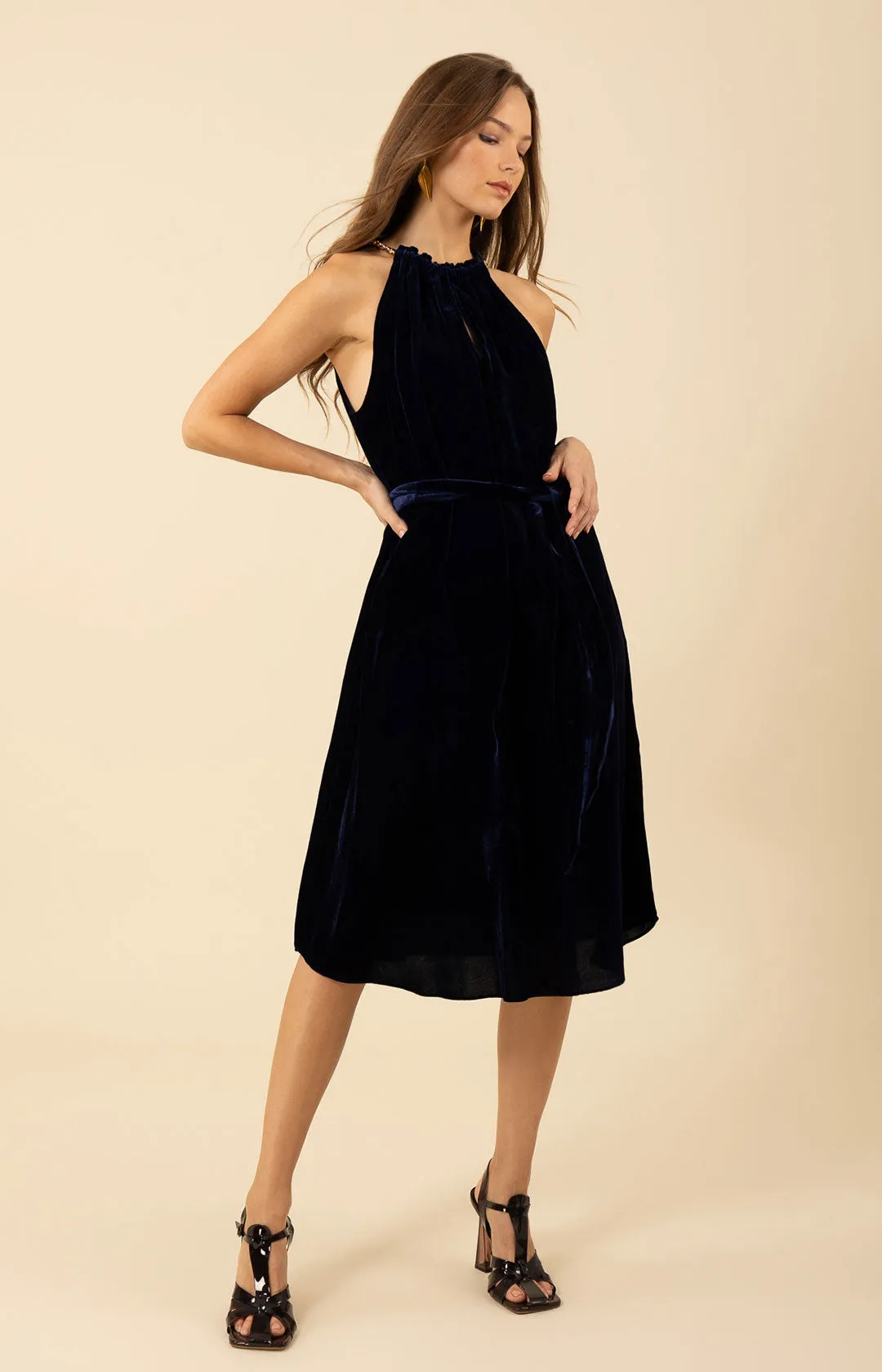 Meadow Halter Velvet Dress