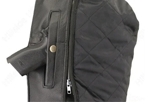 Men's Made in USA Classic Naked Leather Vented Motorcycle Jacket Gun Concealment Pockets