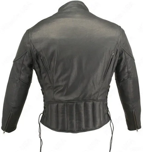 Men's Made in USA Classic Naked Leather Vented Motorcycle Jacket Gun Concealment Pockets