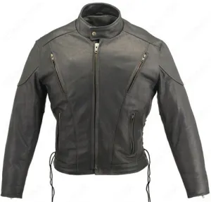 Men's Made in USA Classic Naked Leather Vented Motorcycle Jacket Gun Concealment Pockets