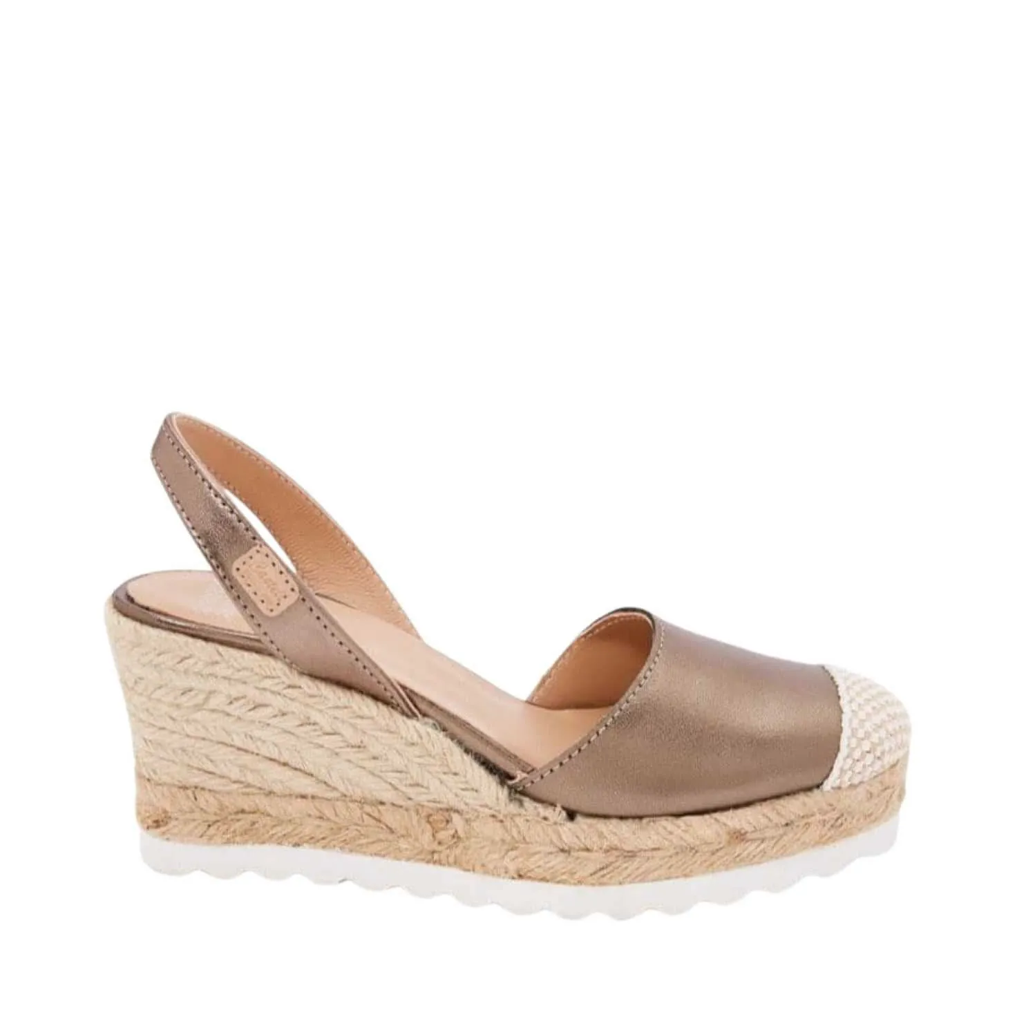 Metallic Closed Toe Leather Menorcan Espadrille For Women - Frida Montada 1924 Metallic
