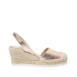 Metallic Closed Toe Leather Menorcan Espadrille For Women - Frida Montada 1924 Metallic