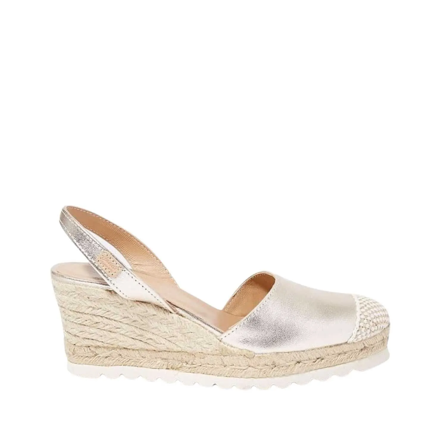 Metallic Closed Toe Leather Menorcan Espadrille For Women - Frida Montada 1924 Metallic