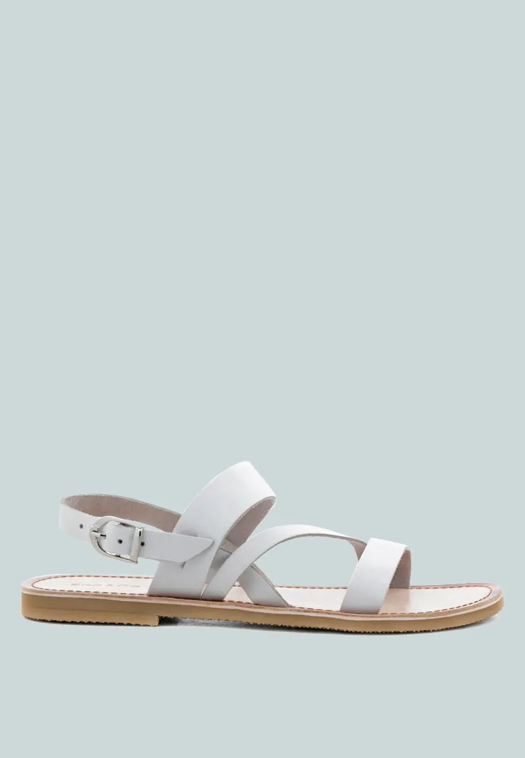 MONA White Flat Sandal with Ankle Strap