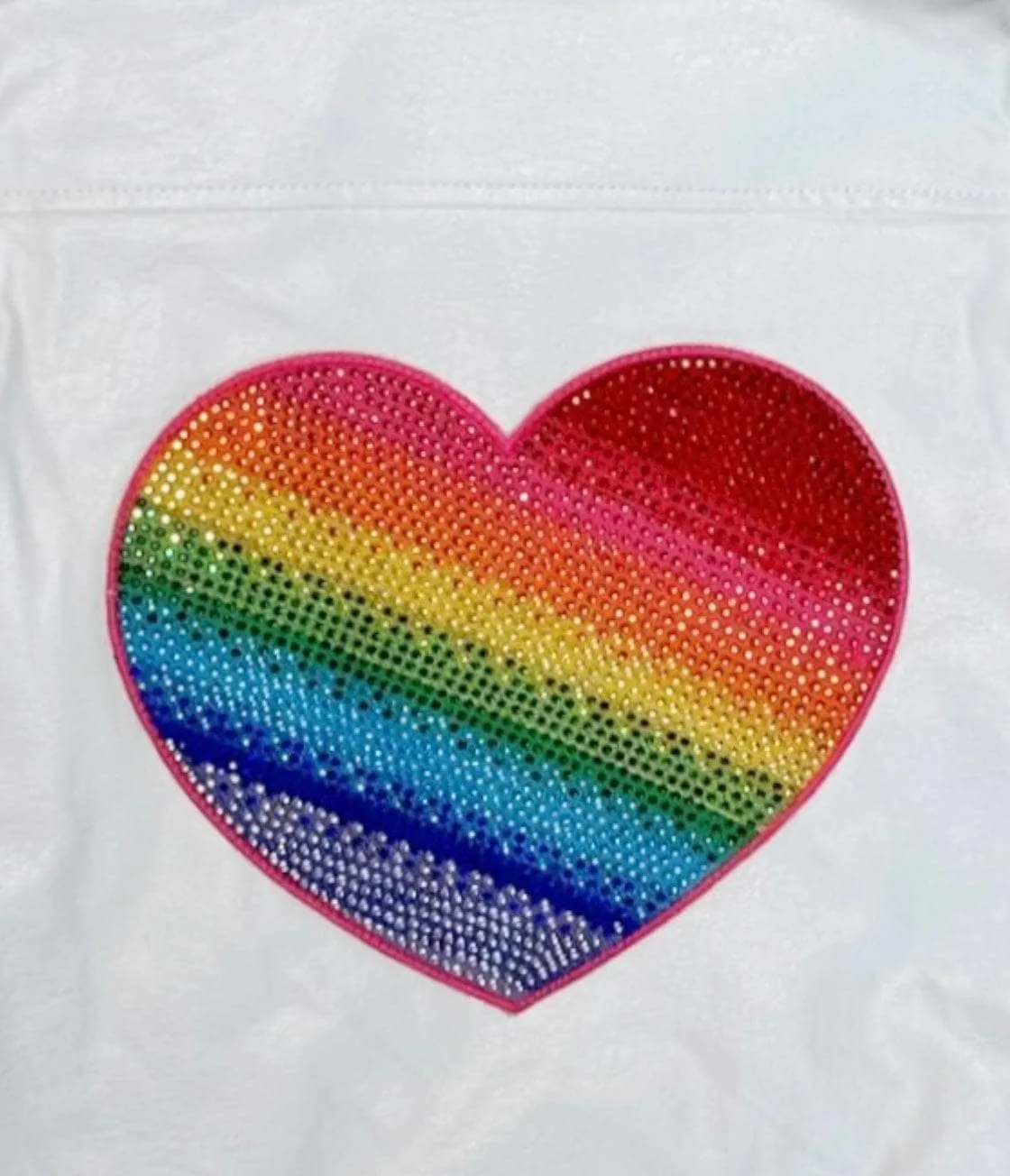Ombre Heart Rainbow Vegan Leather Jacket