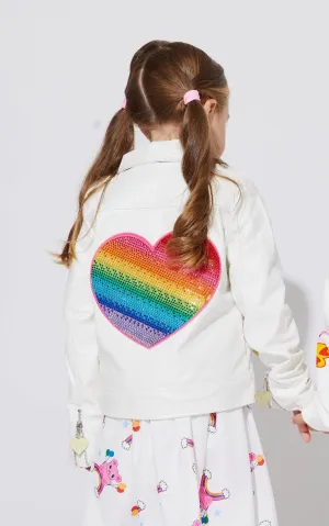 Ombre Heart Rainbow Vegan Leather Jacket