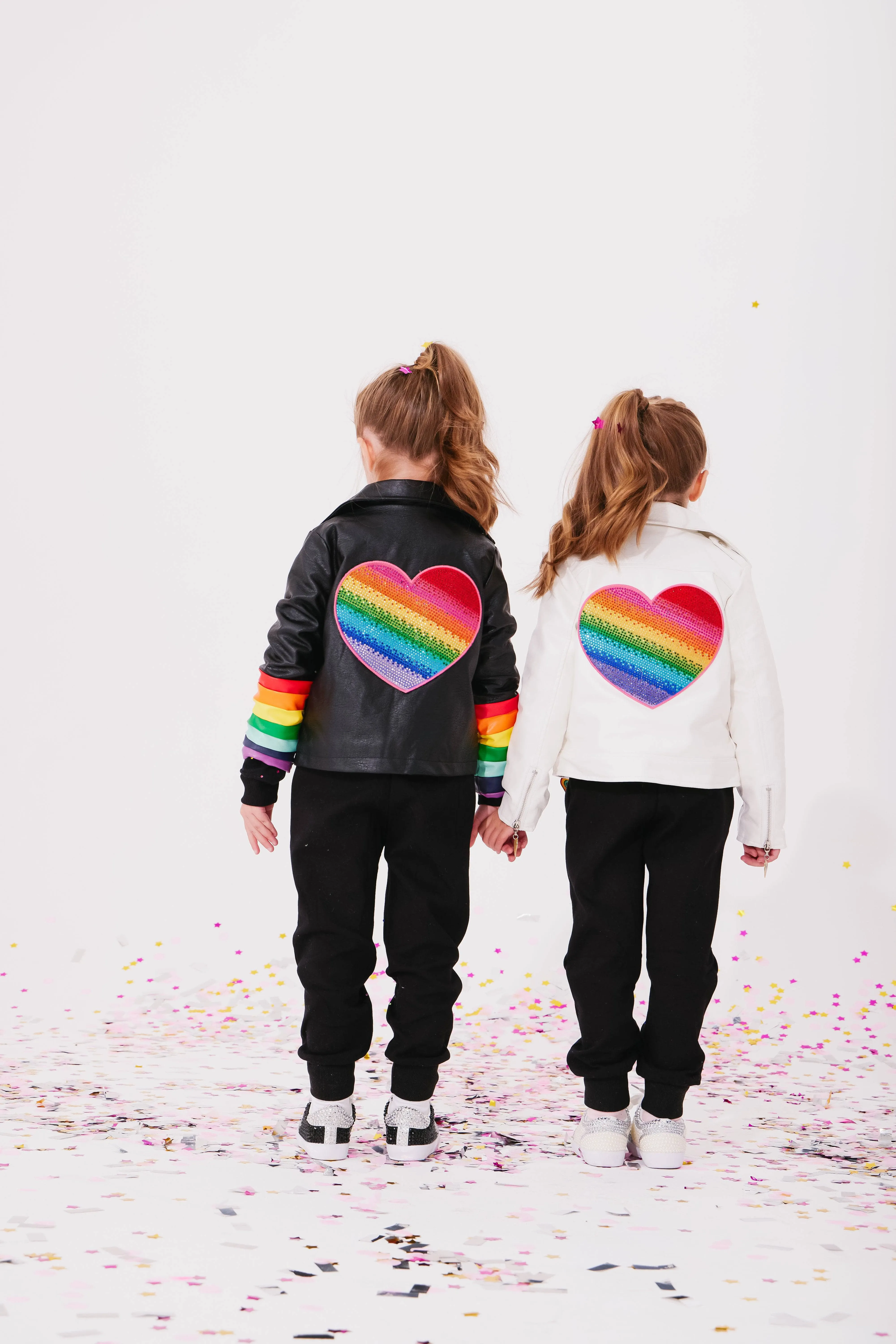 Ombre Heart Rainbow Vegan Leather Jacket