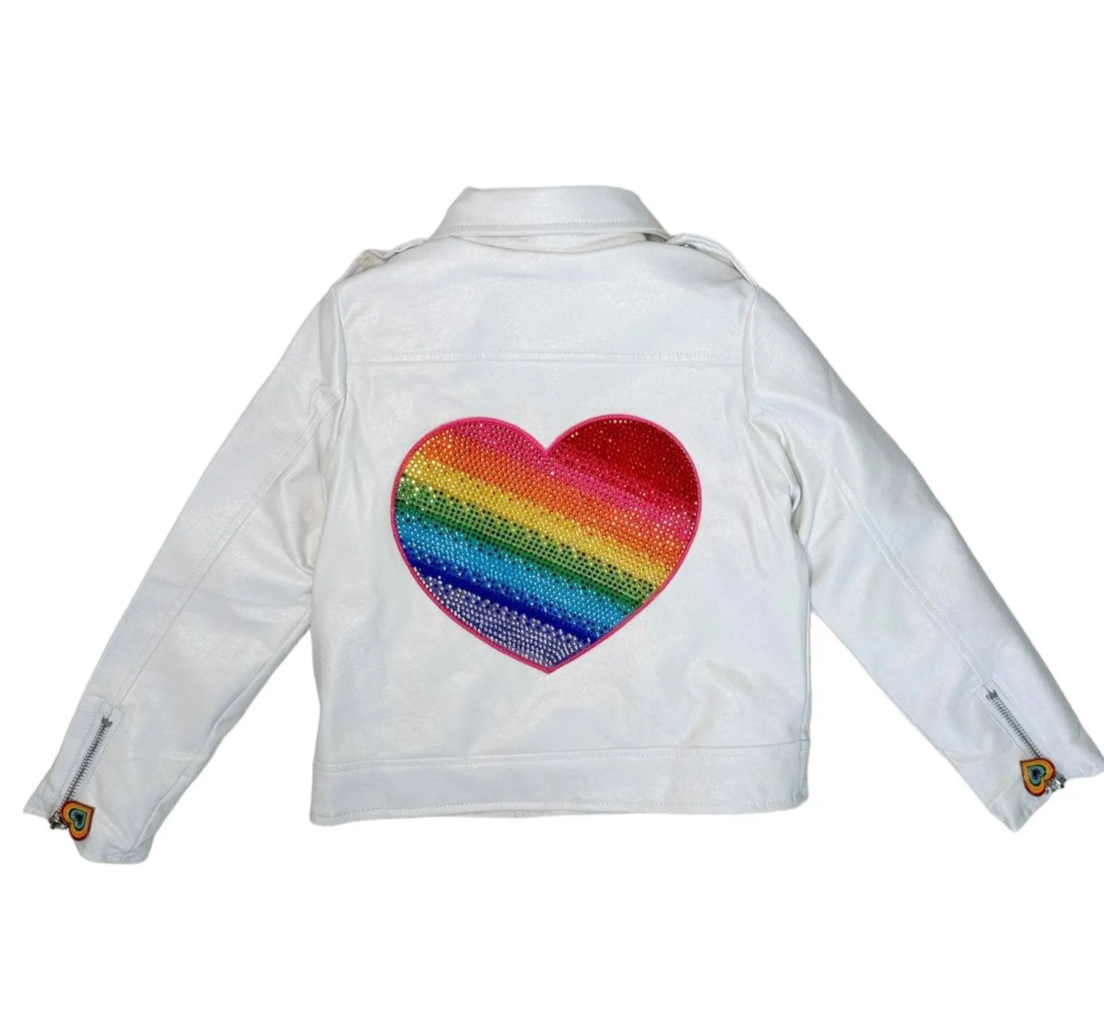 Ombre Heart Rainbow Vegan Leather Jacket
