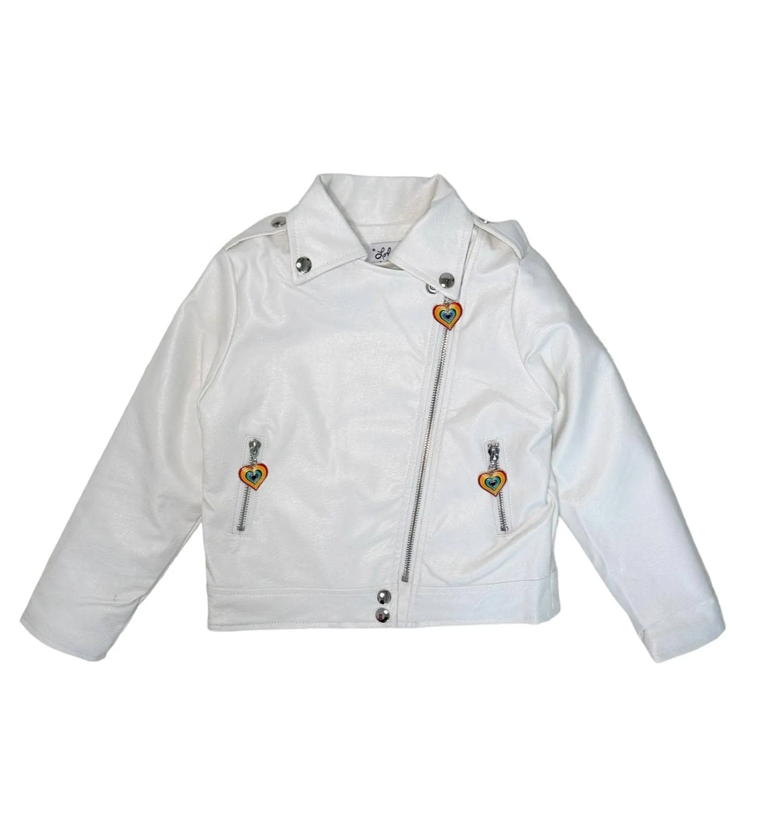 Ombre Heart Rainbow Vegan Leather Jacket