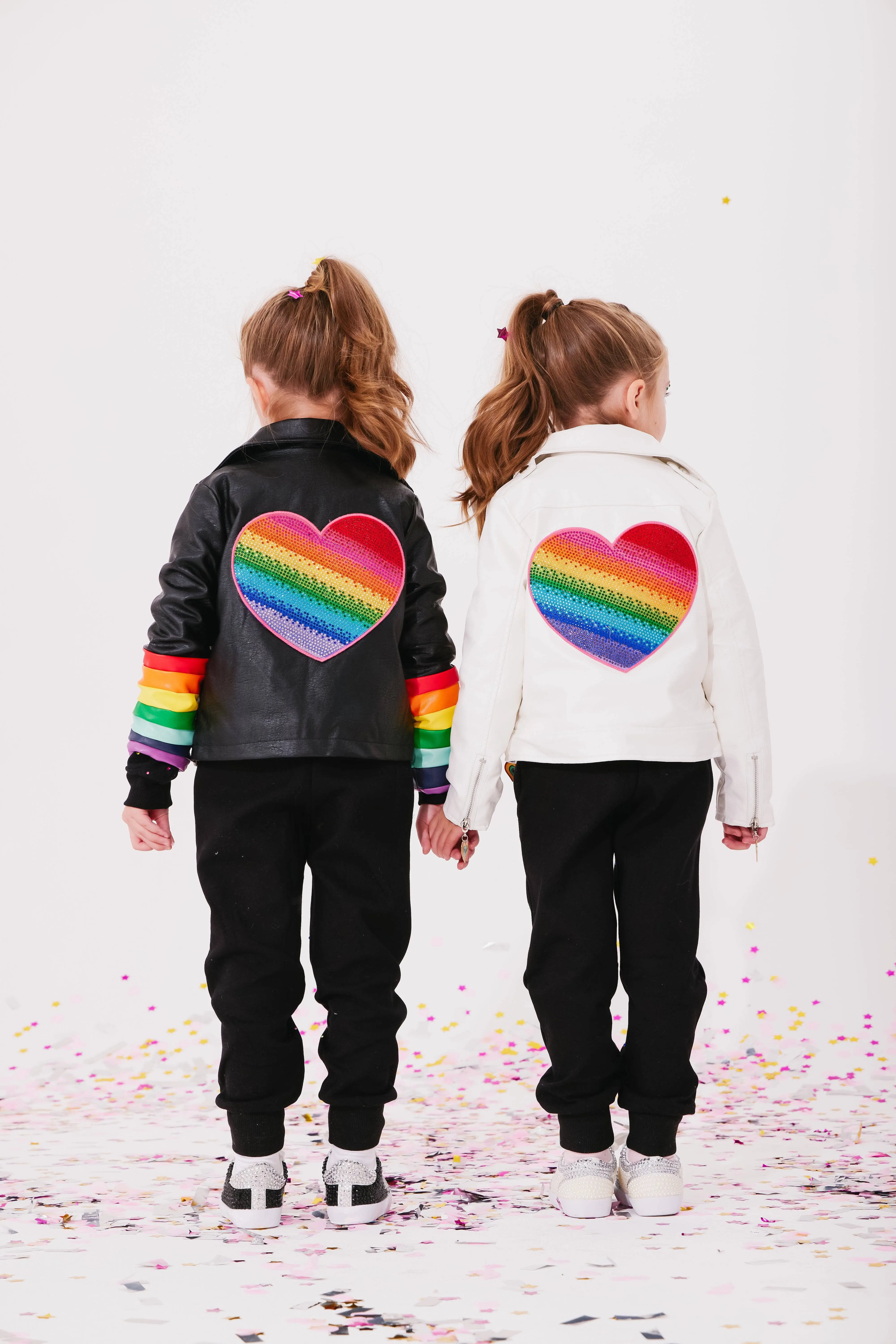 Ombre Heart Rainbow Vegan Leather Jacket