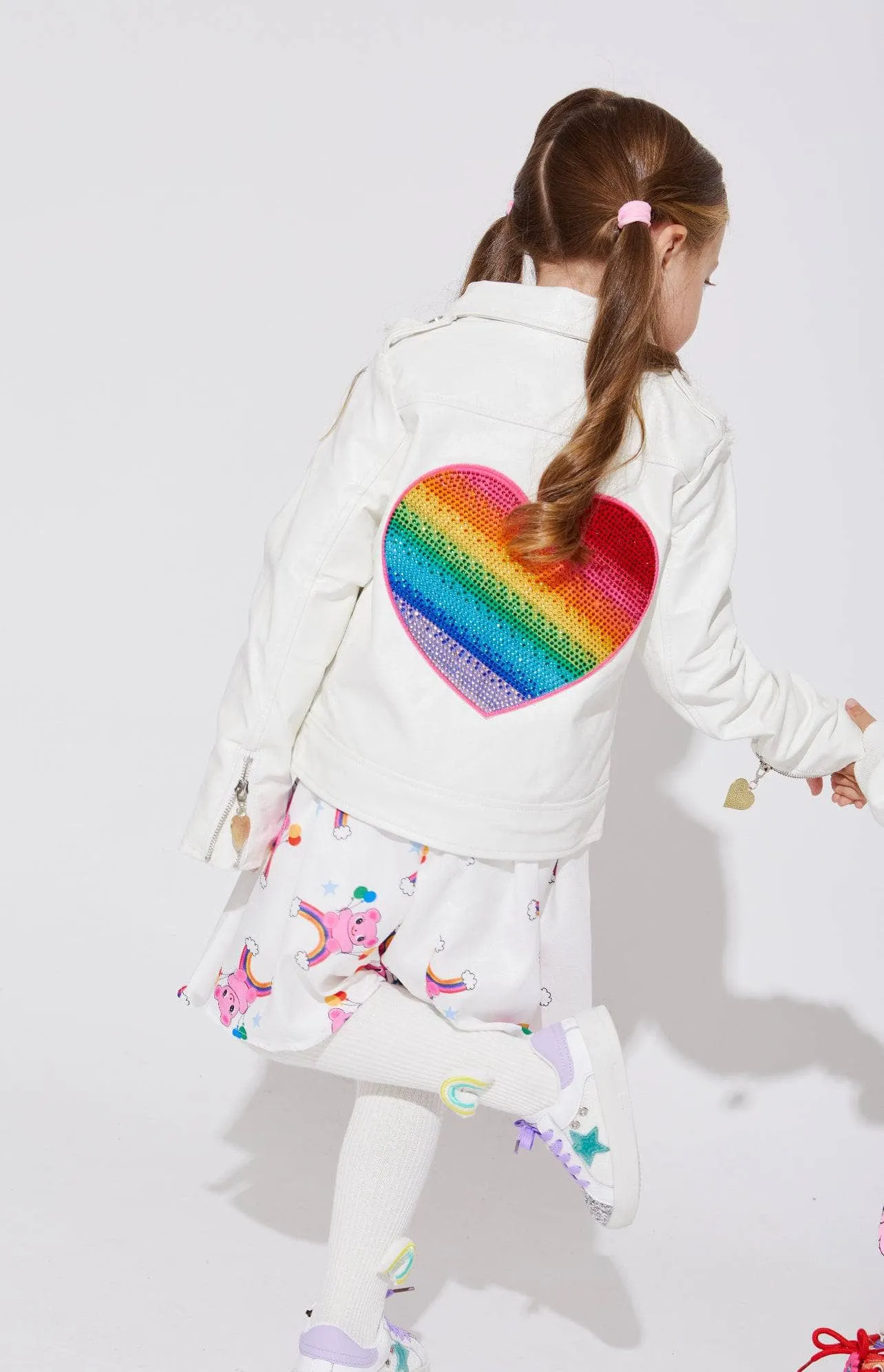 Ombre Heart Rainbow Vegan Leather Jacket