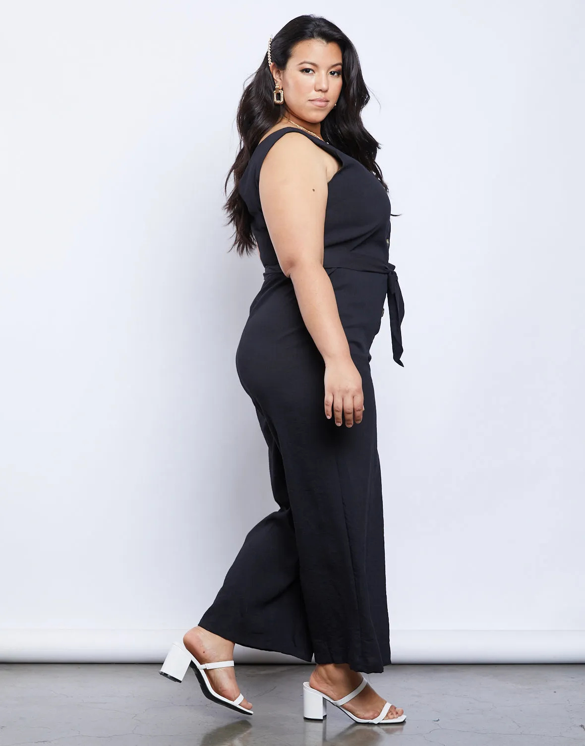 Chic Plus Size Jetsetter Button-Up Jumpsuit for Women